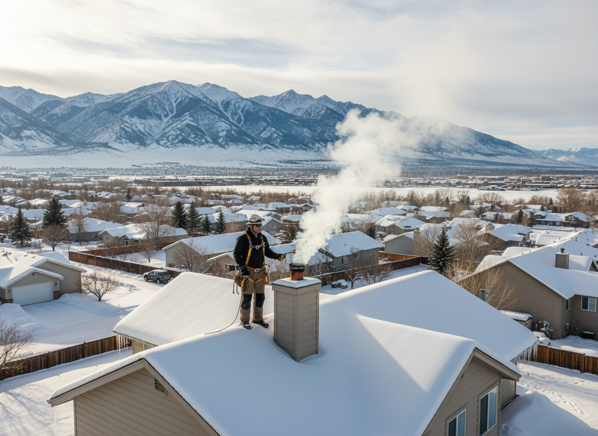 Checking Chimney Draft After Heavy Snowfall in the Salt Lake Valley
