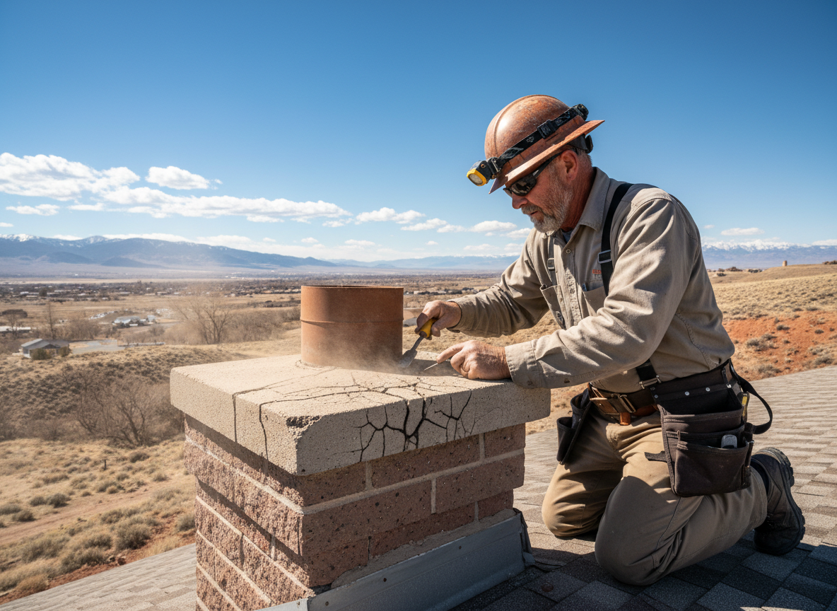 Inspecting Chimney Crowns for Damage from Utah's Intense Sun and Wind